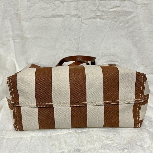 🔥🔥🔥Madewell Stripe Leather Canvas Large Tote Shoulder Bag - Picture 5 of 15